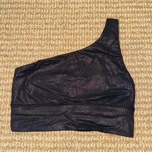 Lululemon Athletica Black Shiny Ribbed Asymmetrical Bra